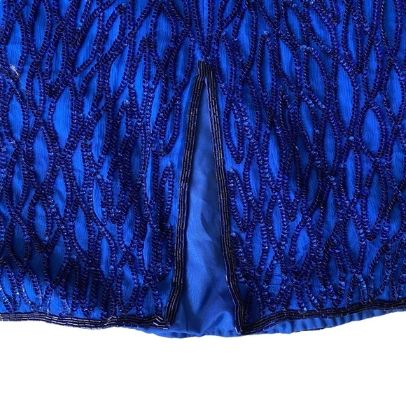 Scala Vintage Silk & Sequin Royal/Cobalt Blue Sleeveless Cocktail Dress Size 2X - Picture 8 of 16